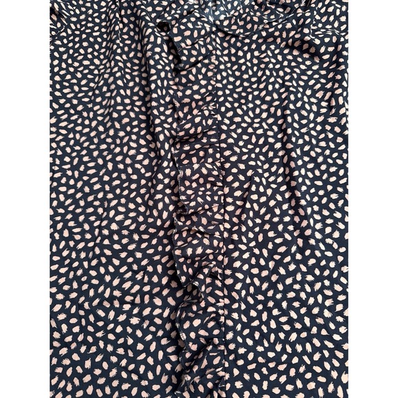 NWT Ann Taylor Women's Black Pink Short Sleeve Ruffle PullOver Blouse Size XL - Picture 3 of 7